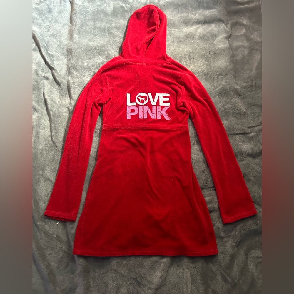 💕(3 for 60)💕Victoria's Secret Red zip up hoodie dress